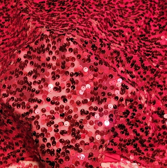 Cato Sequin Oversized Short Sleeve Holiday Party Swing Top Red Small - Picture 8 of 11